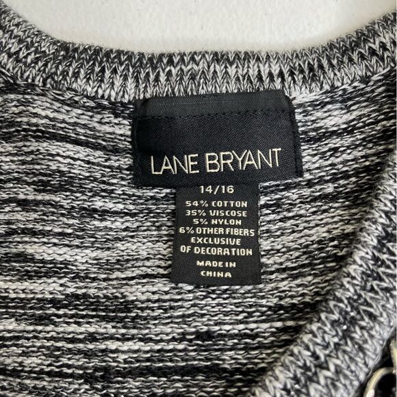 Lane Bryant Metallic Fringe Button Front Cardigan Black White Women Size 14/16 - Picture 8 of 15